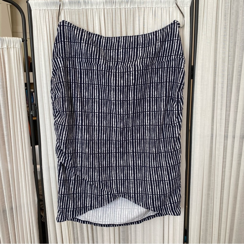 Athleta Navy and White Striped Midi Skirt